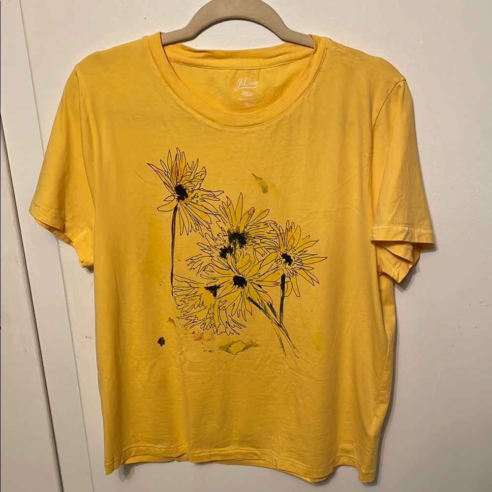 J. Crew Yellow Floral Graphic Tee